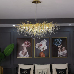 Aqua Modern Tree Branch Crystal Chandelier 47.5" L