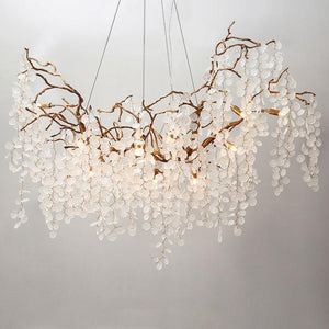 Akari Oval Gold Chandelier Light Fixture, Large Chandelier Lighting
