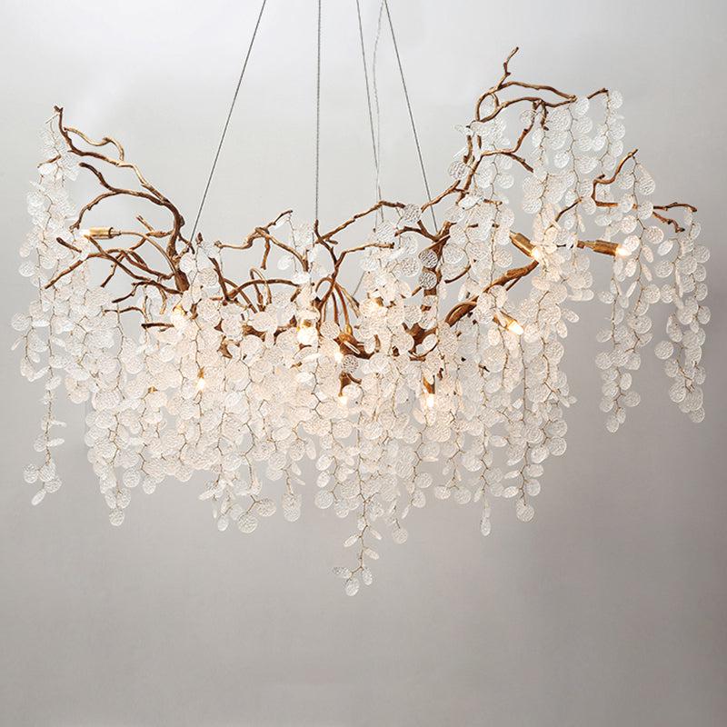 Akari Oval Gold Chandelier Light Fixture, Large Chandelier Lighting