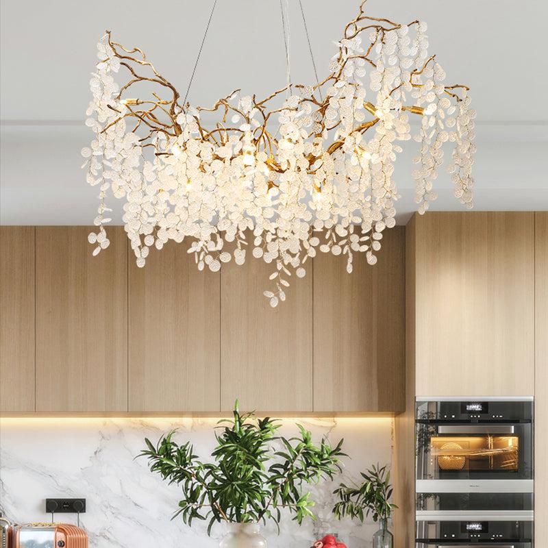 Akari Oval Gold Chandelier Light Fixture, Large Chandelier Lighting - view 2