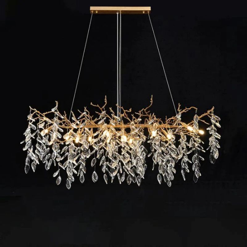 Lumanna Linear Gold Chandeliers Tree Branch Kitchen - view 4