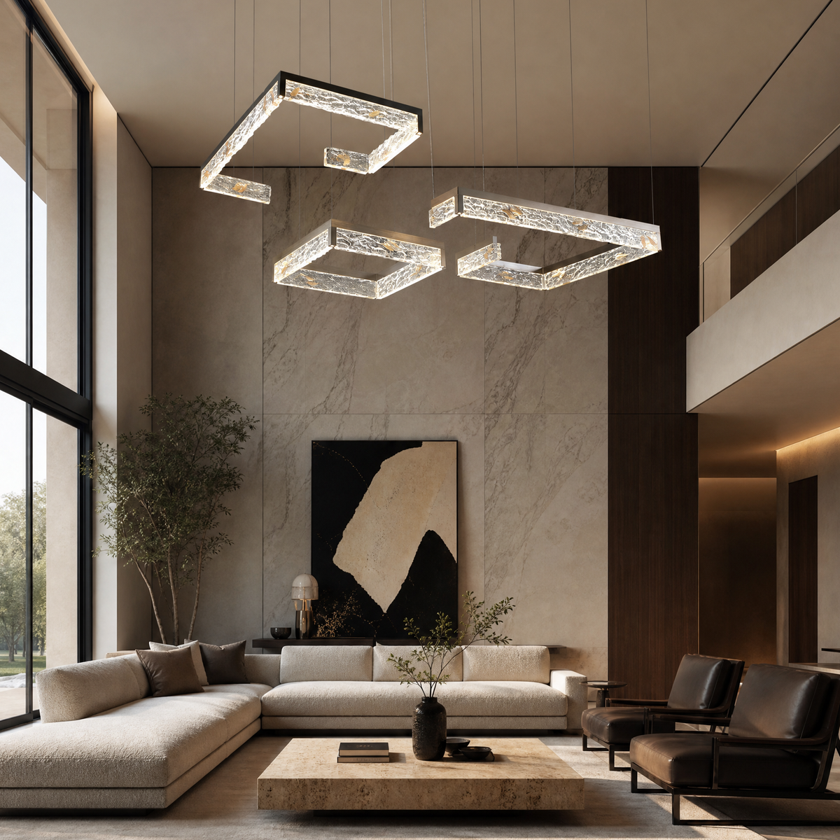 Luminous Cube Modern Multi-Tier Cluster Chandelier, crystal in brushed gunmetal gray - view 5