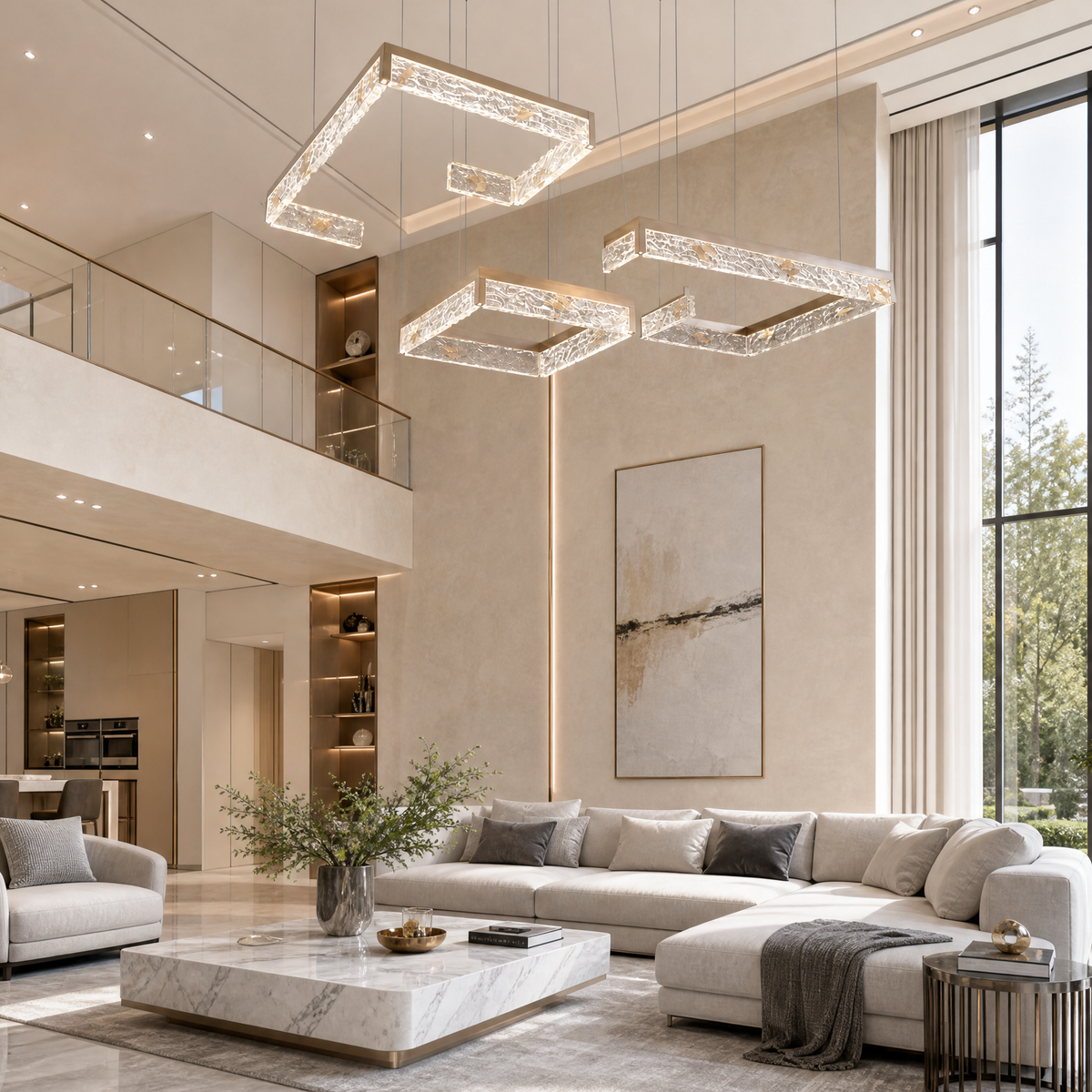 Luminous Cube Modern Multi-Tier Cluster Chandelier, crystal in brushed gunmetal gray - view 3