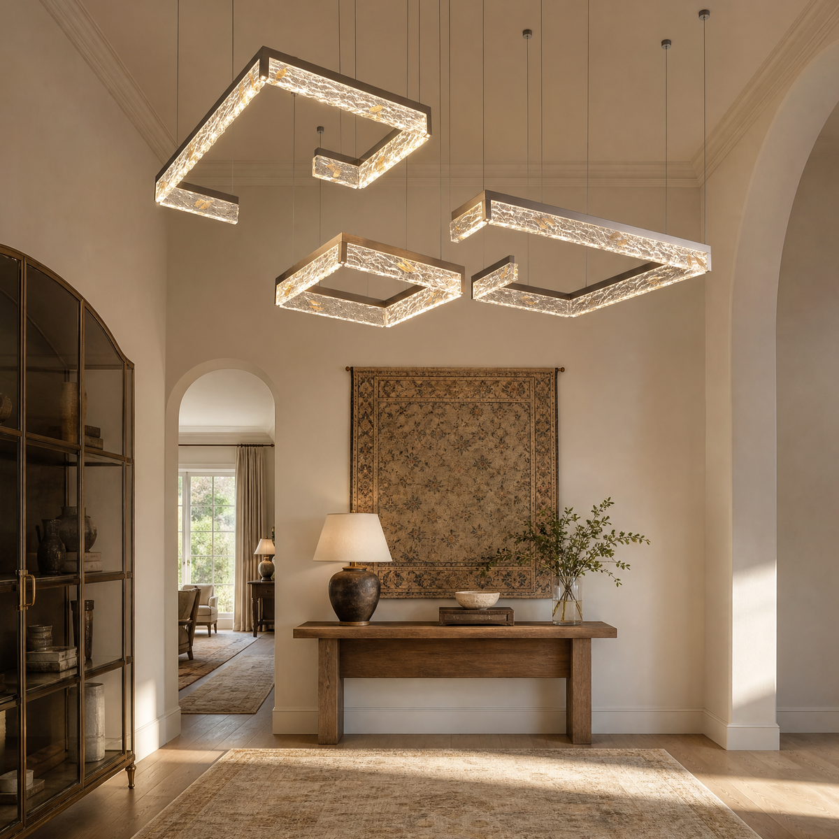 Luminous Cube Modern Multi-Tier Cluster Chandelier, crystal in brushed gunmetal gray - view 4