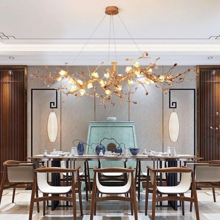 Exquisite Glass Flower Copper Tree Branch Chandelier - view 3
