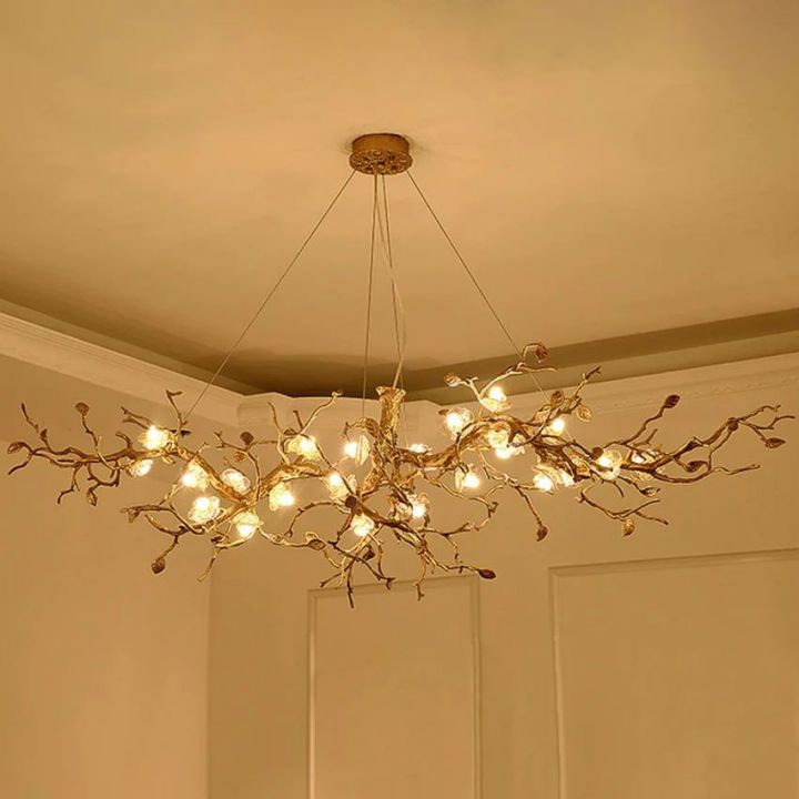 Exquisite Glass Flower Copper Tree Branch Chandelier - view 4