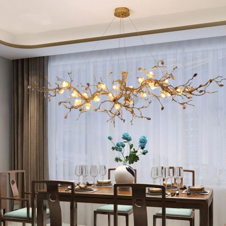 Exquisite Glass Flower Copper Tree Branch Chandelier - view 5