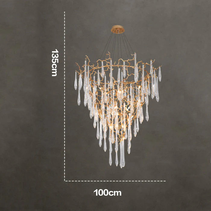 Modern Crystal Droplet Branch Staircase Chandelier - view 9
