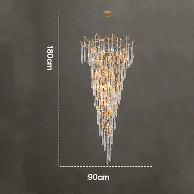 Modern Crystal Droplet Branch Staircase Chandelier - view 7