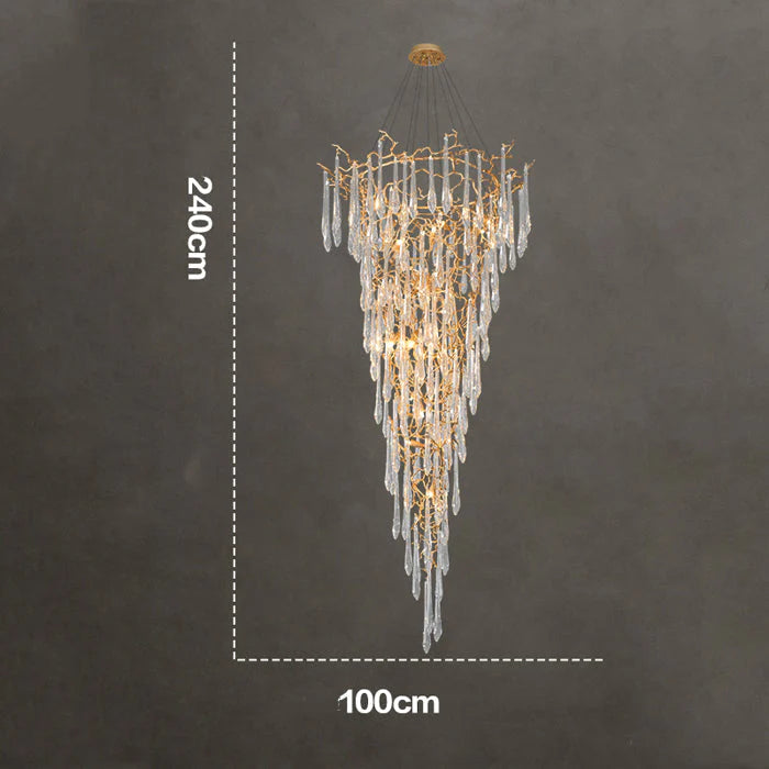 Modern Crystal Droplet Branch Staircase Chandelier - view 6