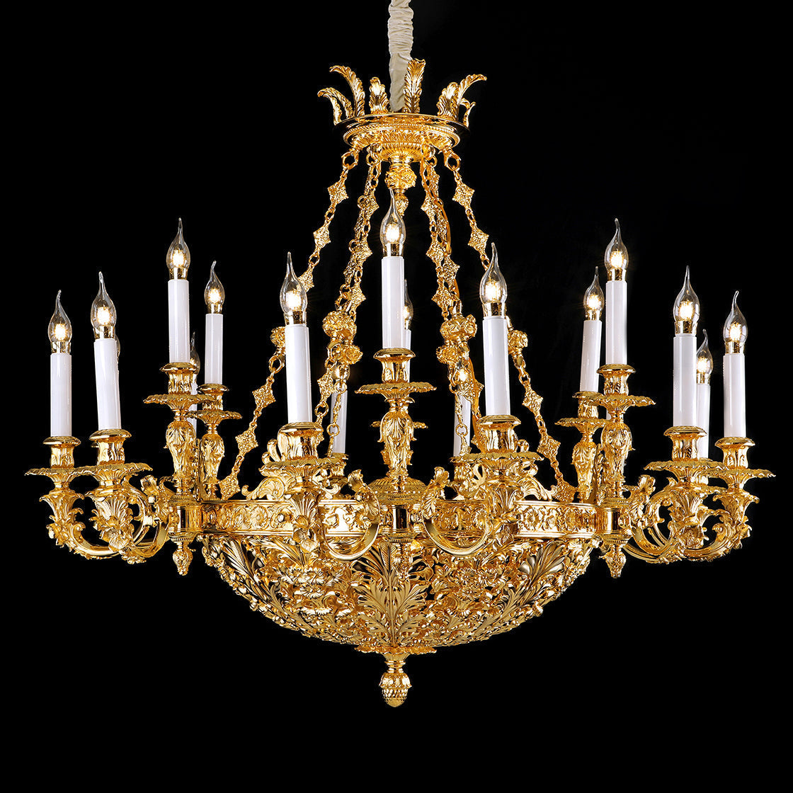French heavy brass chandelier, crystal