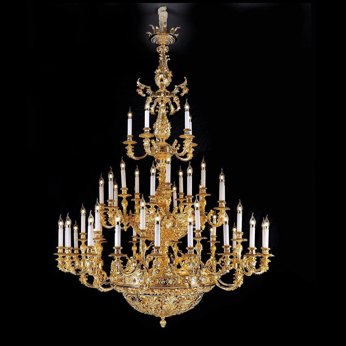 French big brass chandelier, crystal