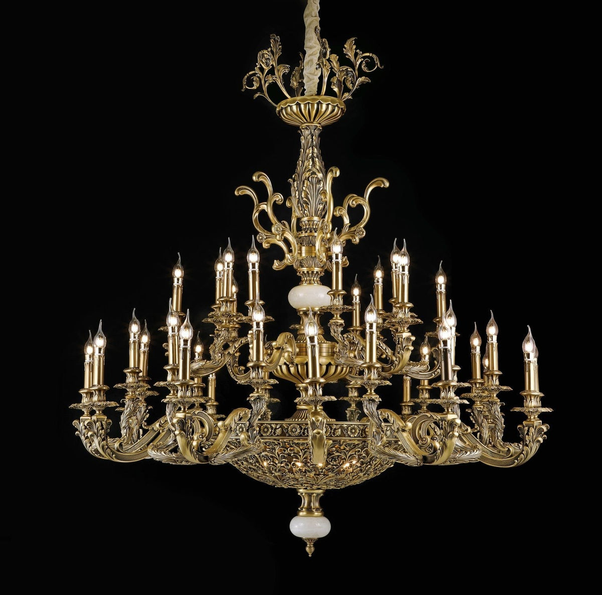 elegant antique brass chandelier, crystal