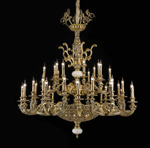 elegant antique brass chandelier, crystal - view 2