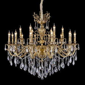 vintage solid brass chandelier, crystal - view 2