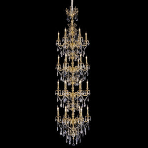 long brass chandelier for stairwell, crystal - view 2