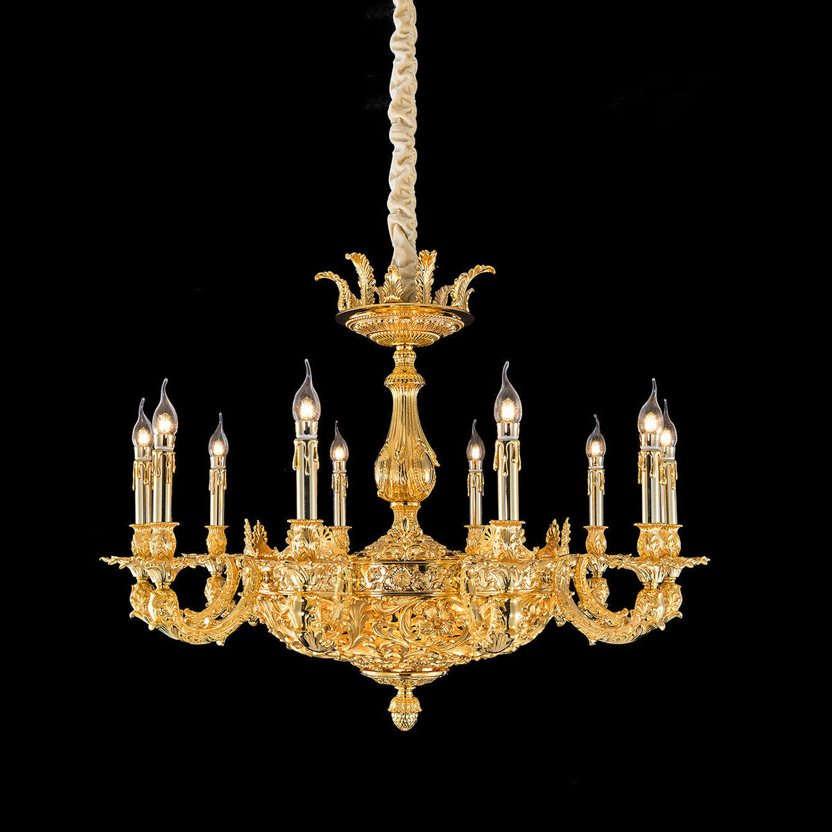 10 light brass chandelier, crystal