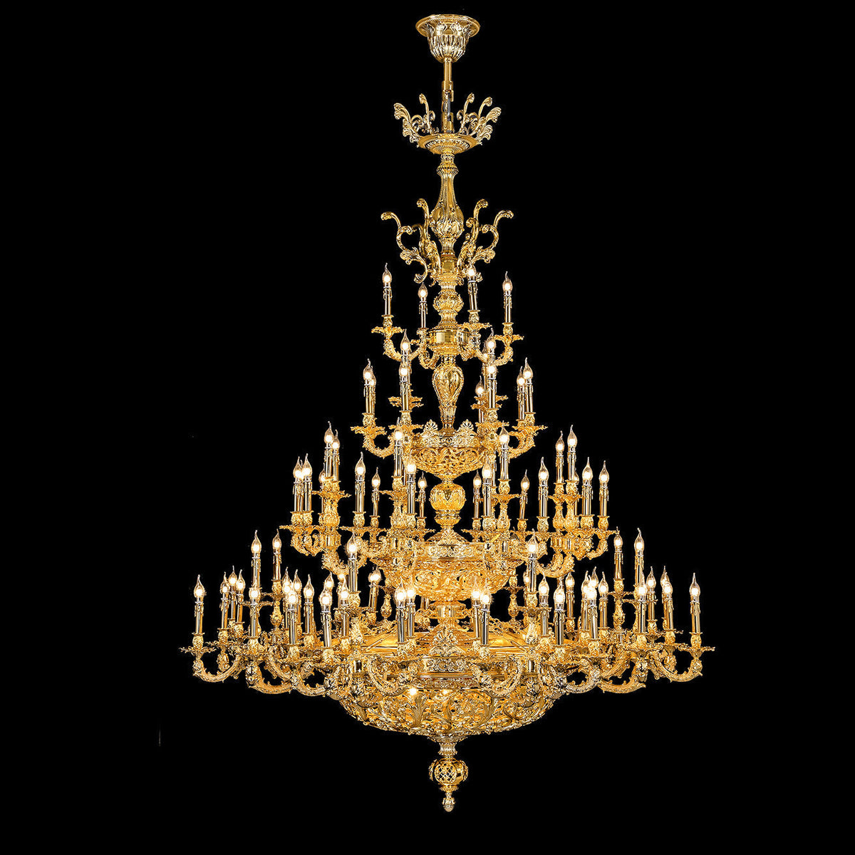 Large brass foyer chandelier, crystal