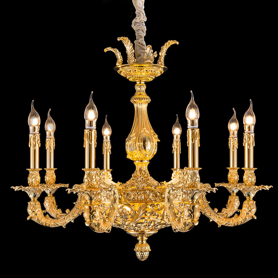 8 light antique brass chandelier, crystal