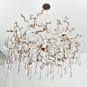 Dawn Teardrop Branch Brass Round Chandelier - view 13