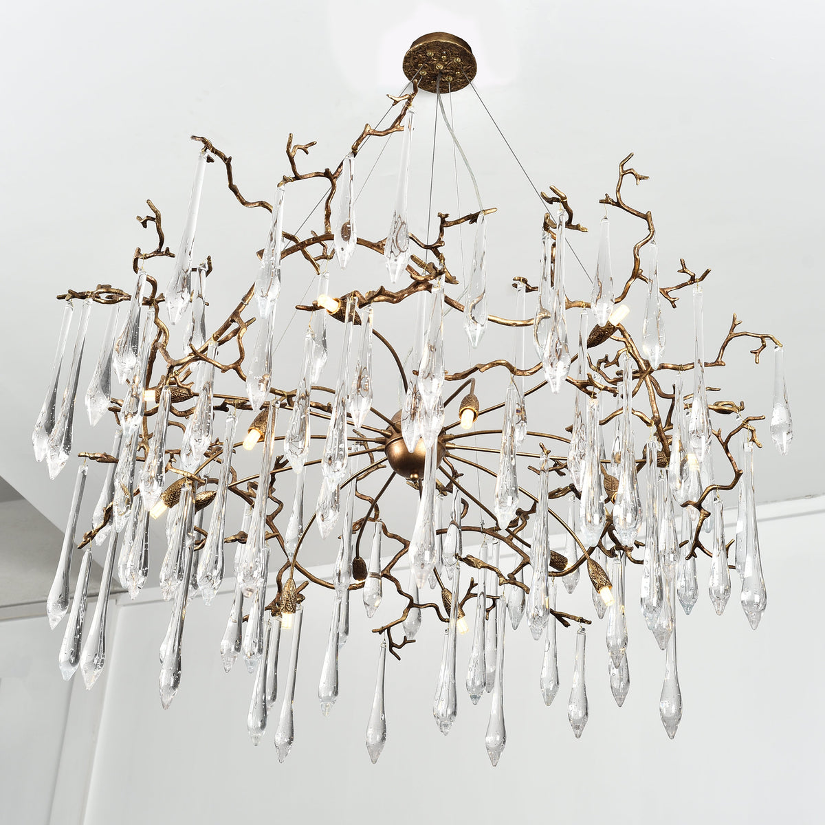 Dawn Teardrop Branch Brass Round Chandelier - view 13