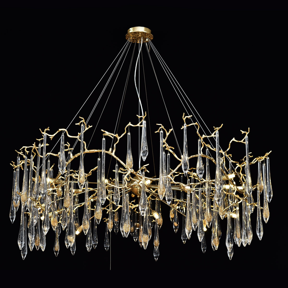 Dawn Teardrop Branch Brass Round Chandelier - view 4