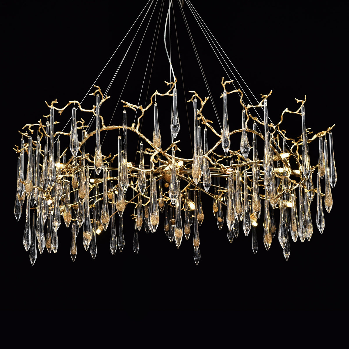 Dawn Teardrop Branch Brass Round Chandelier - view 16