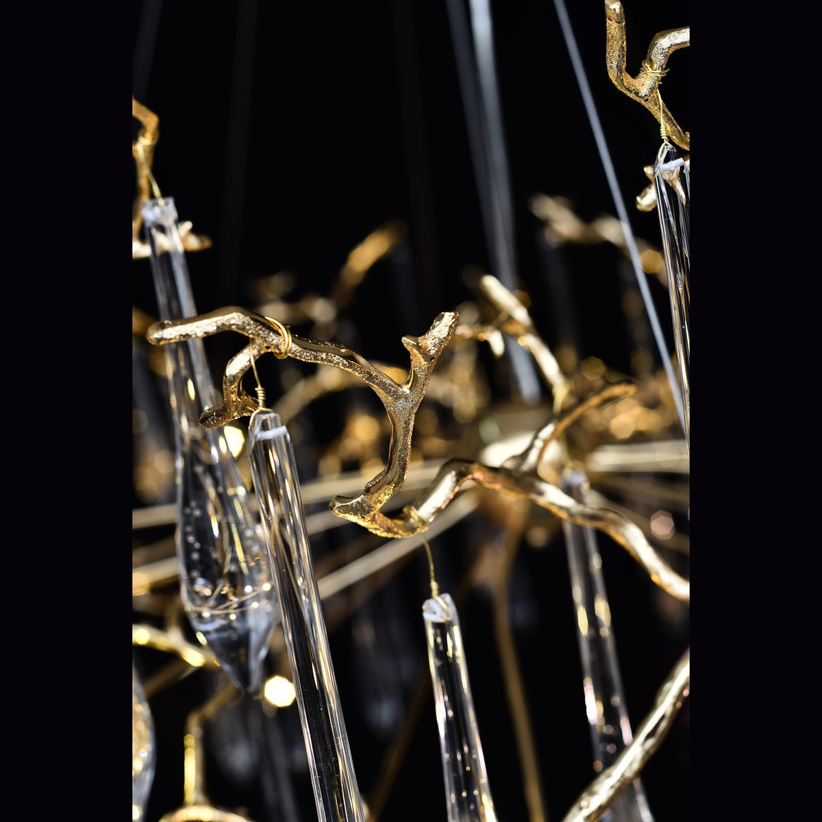 Dawn Teardrop Branch Brass Round Chandelier - view 20