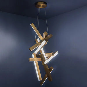 Modern Vertical Geometric Aluminum Chandelier for Staircase/Foyer/High-ceiling - view 25