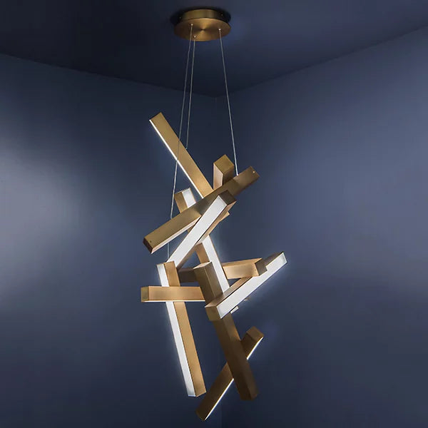 Modern Vertical Geometric Aluminum Chandelier for Staircase/Foyer/High-ceiling - view 25