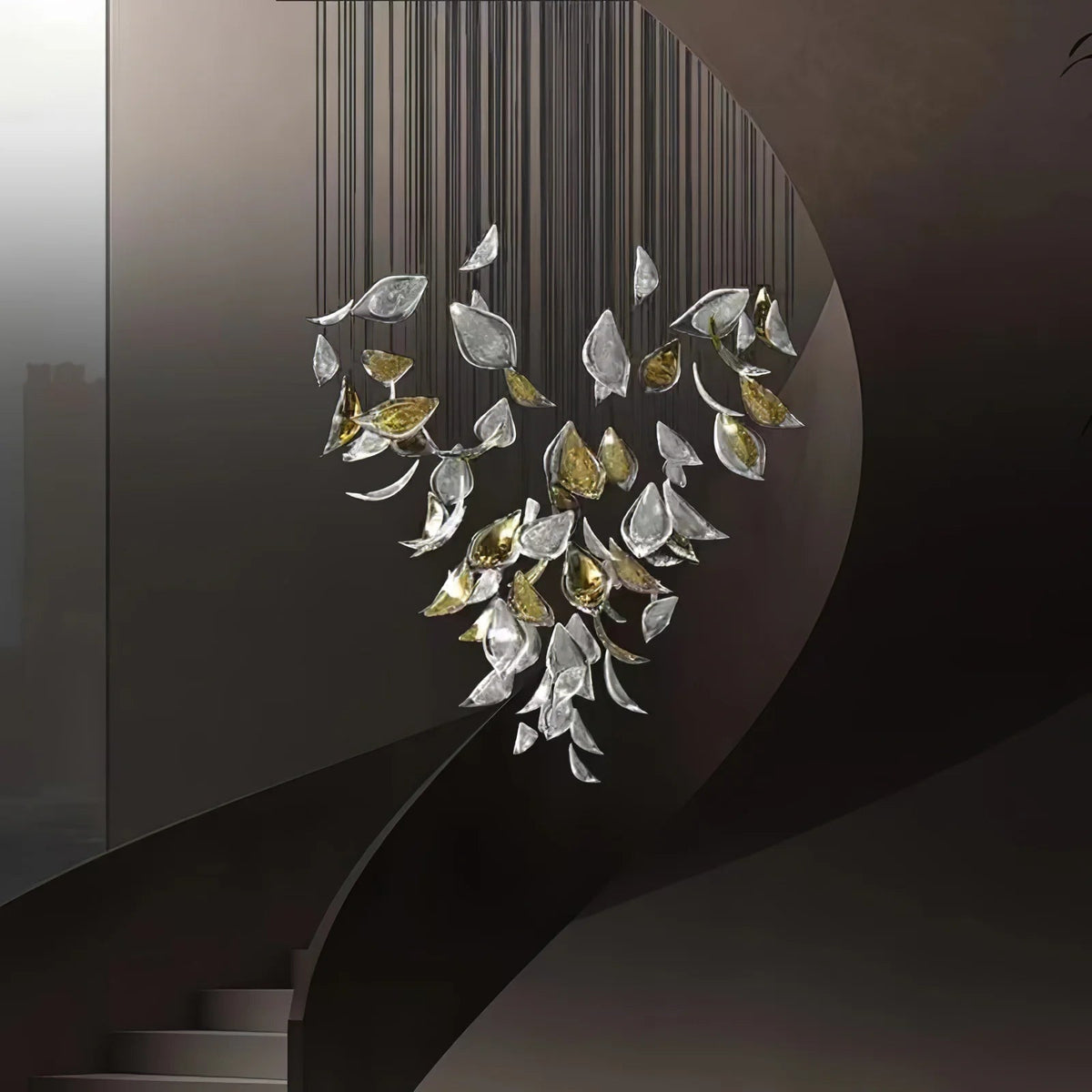 Golden Floating Leaves Chandelier - view 6
