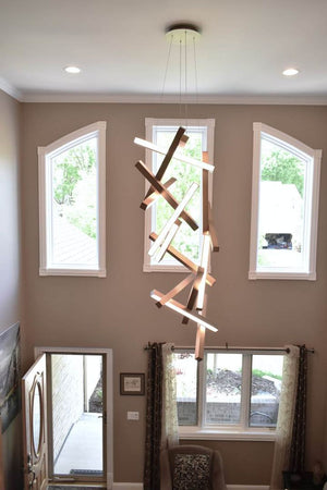Modern Vertical Geometric Aluminum Chandelier for Staircase/Foyer/High-ceiling - view 17