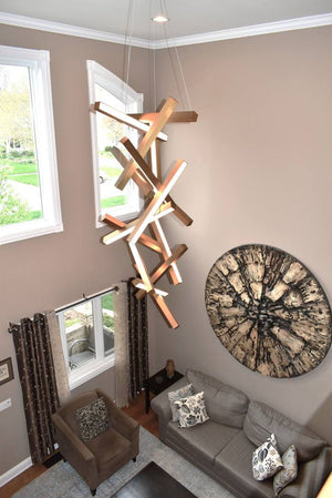 Modern Vertical Geometric Aluminum Chandelier for Staircase/Foyer/High-ceiling - view 19