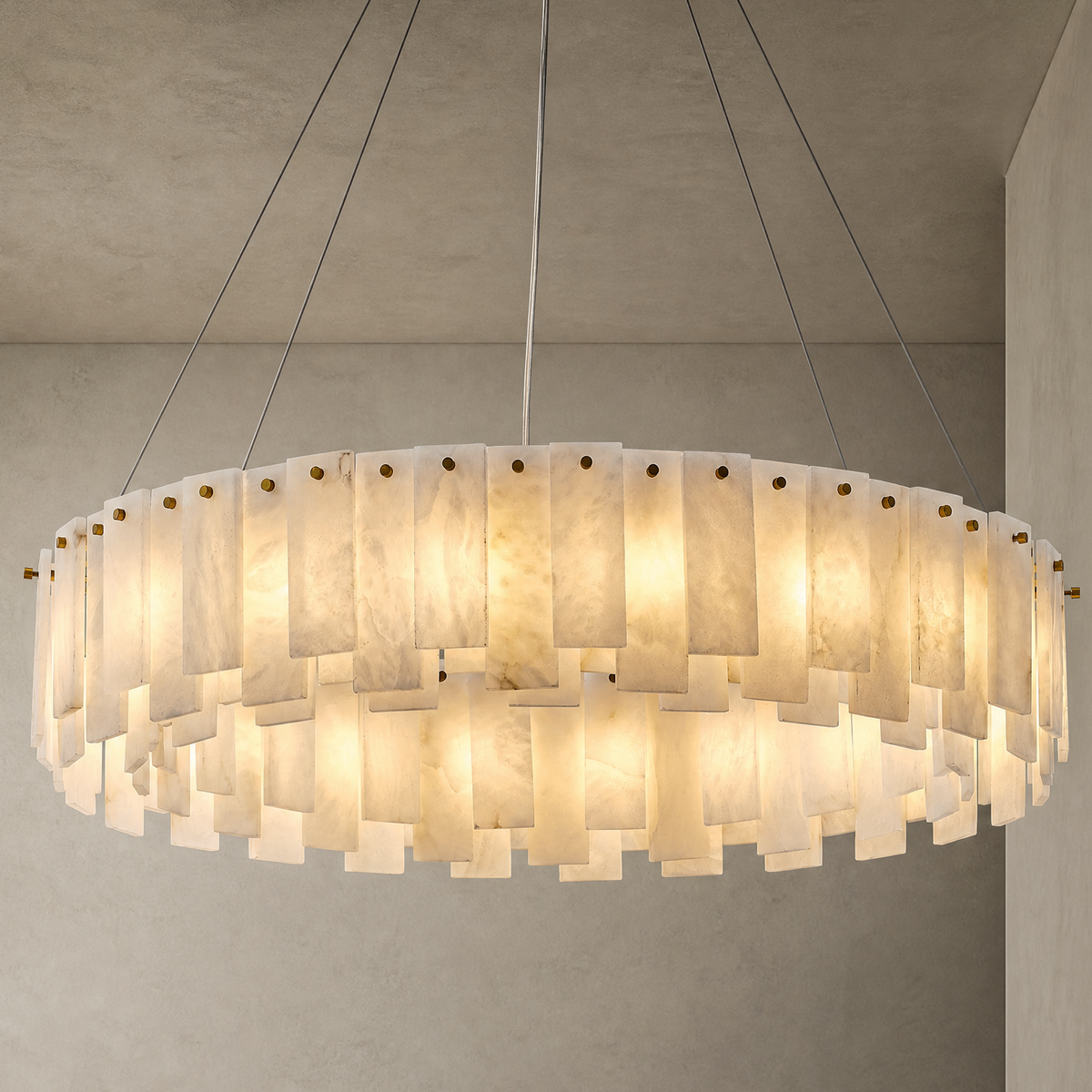 Staggered Alabaster Slice Round Pendant D800 - Copper, chandelier - view 4