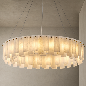 Staggered Alabaster Slice Round Pendant D800 - Copper, chandelier - view 4