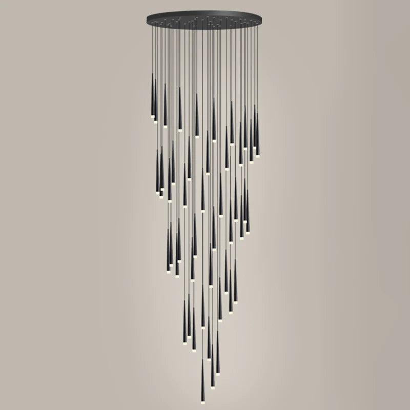 Minimalism Foyer Staircase Chandelier Ceiling Pendant Lighting Fixture For Living Room Entryway In Gold/ Black Finish - view 11