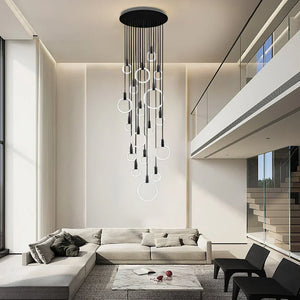 Minimalist Rings Stepless Dimming LED Nordic Duplex Stair Chandelier - view 14