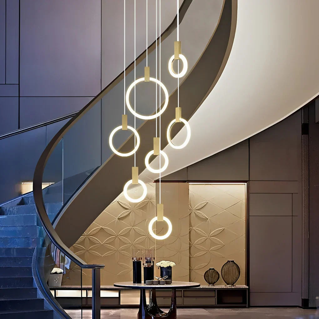 Minimalist Rings Stepless Dimming LED Nordic Duplex Stair Chandelier - view 15