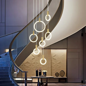 Minimalist Rings Stepless Dimming LED Nordic Duplex Stair Chandelier - view 15