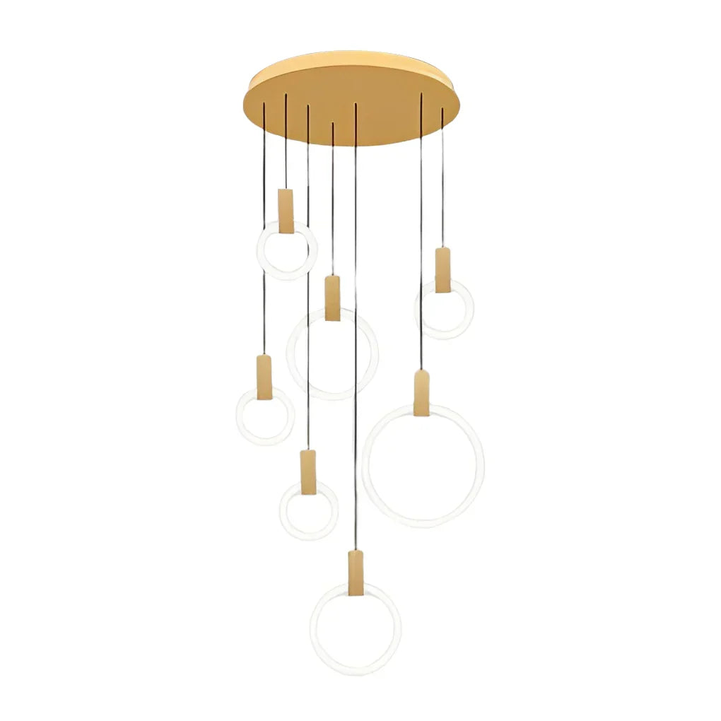 Minimalist Rings Stepless Dimming LED Nordic Duplex Stair Chandelier - view 3