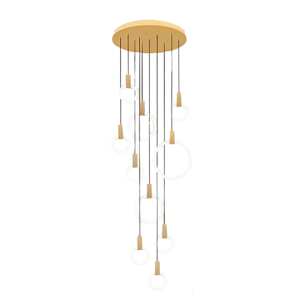 Minimalist Rings Stepless Dimming LED Nordic Duplex Stair Chandelier - view 5