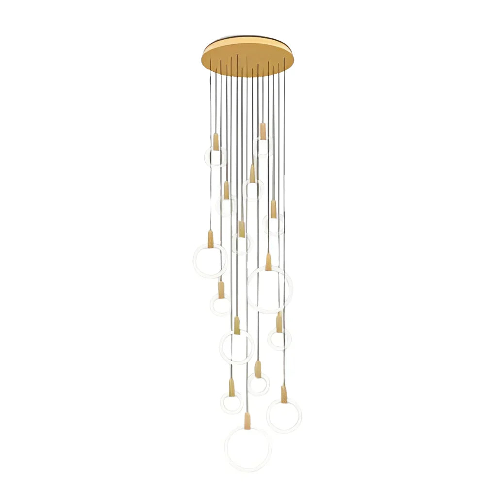 Minimalist Rings Stepless Dimming LED Nordic Duplex Stair Chandelier - view 7