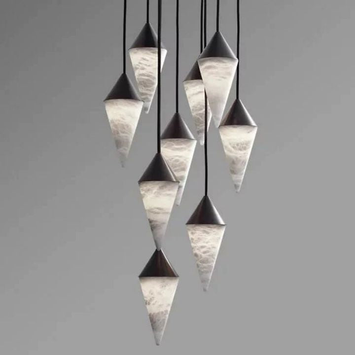 Modern Alabaster Cone Cluster Chandelier - view 4