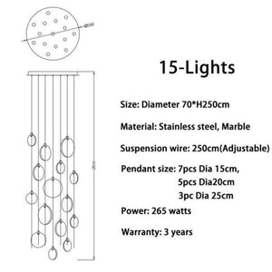 Modern Discs Alabaster Long Staircase Chandelier - view 13