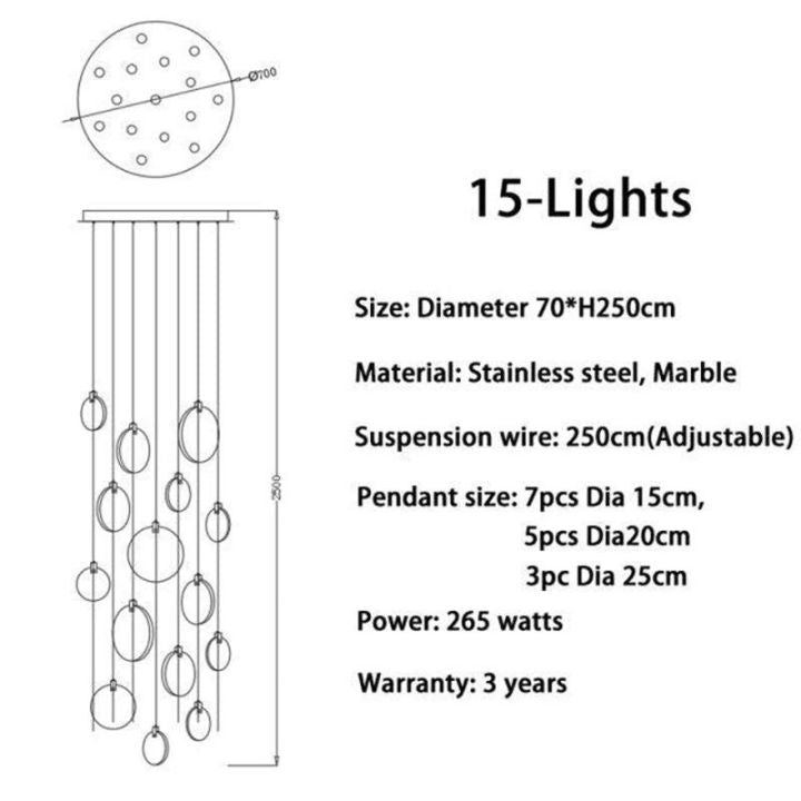 Modern Discs Alabaster Long Staircase Chandelier - view 13