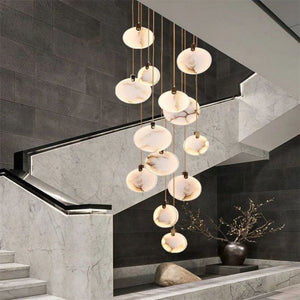 Modern Discs Alabaster Long Staircase Chandelier - view 2