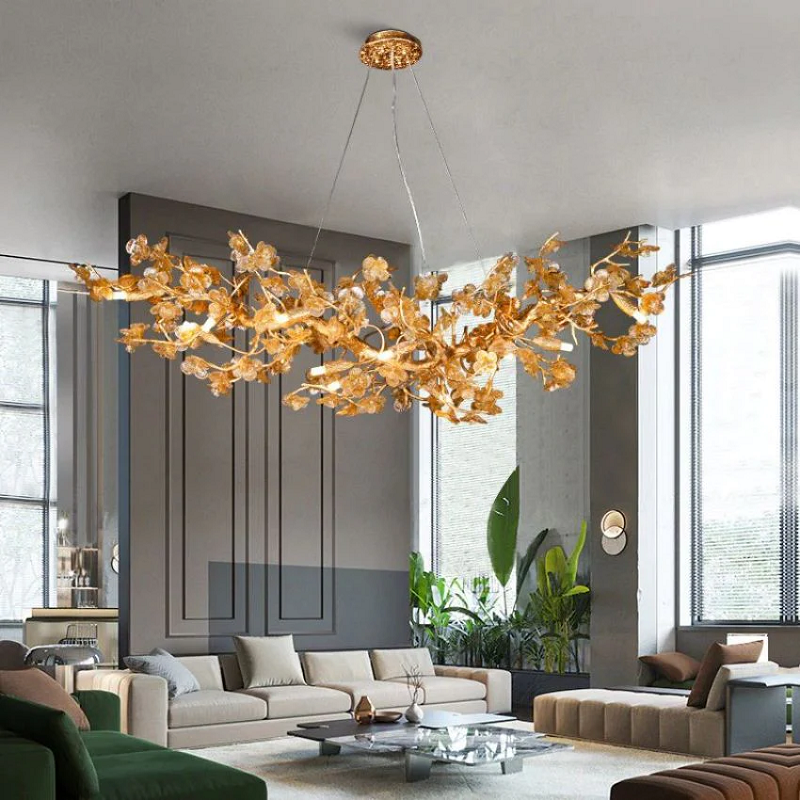 Eclatant Modern Leaf Linear Branch Chandelier