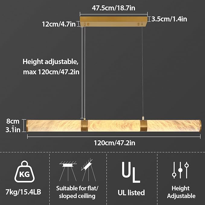 Modern Alabaster Linear Chandelier 47"L - view 3