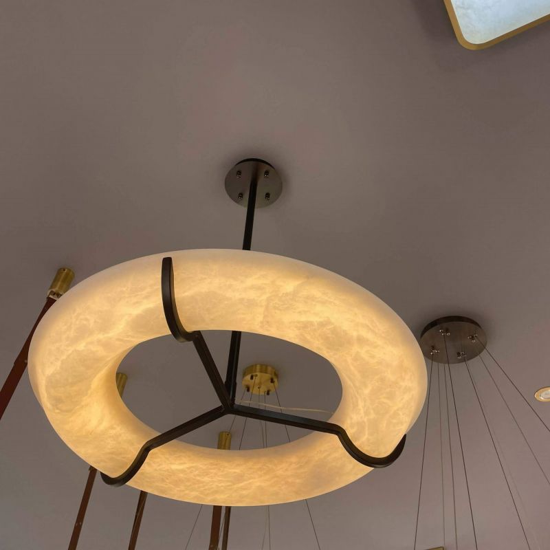 Nova Modern Round Alabaster Chandelier - view 4