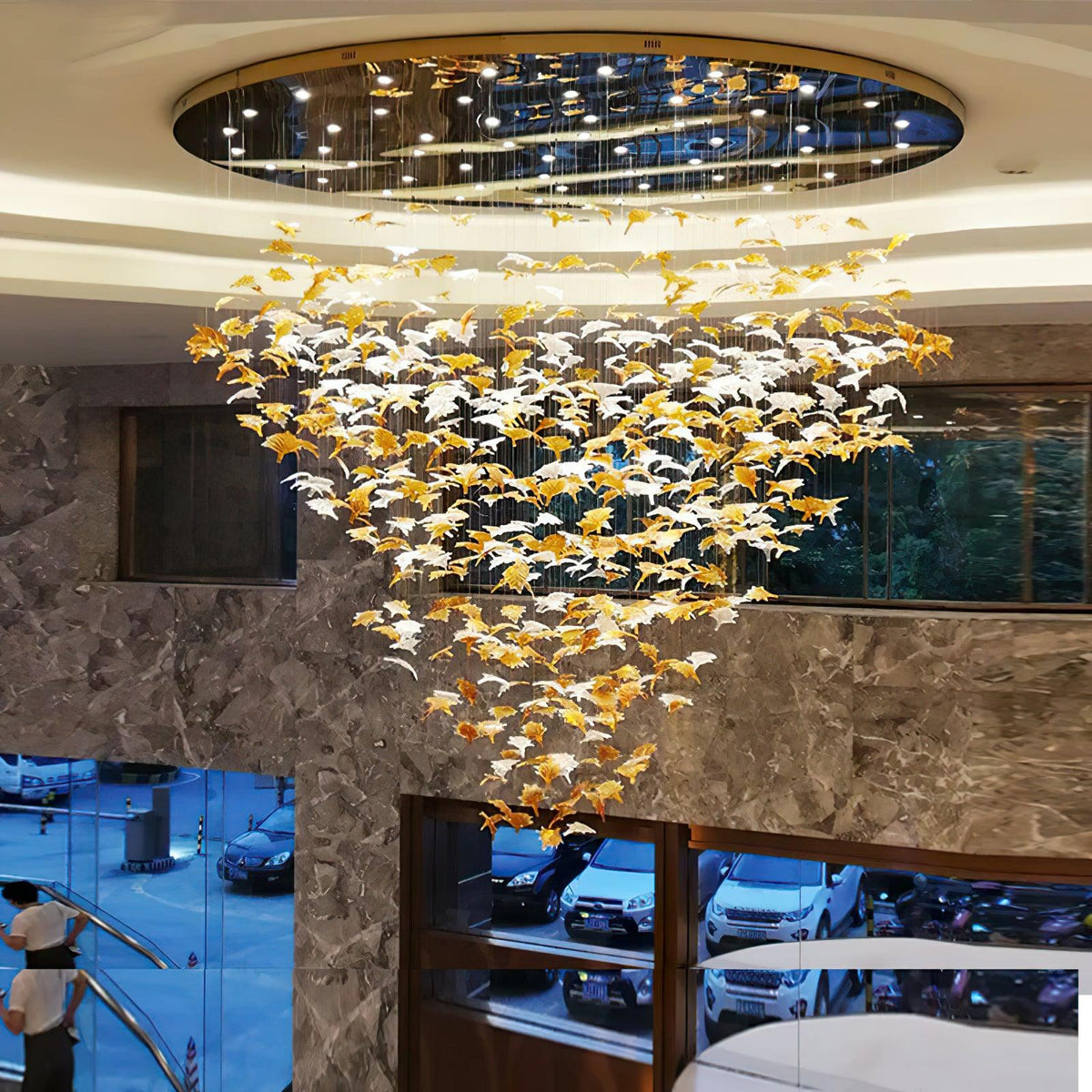 Multicolor Crystal Spiral Maple Leaf Chandelier - view 2